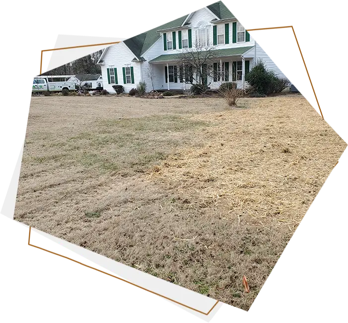 A house with brown grass on the ground